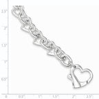 Sterling Silver 7.5inch Polished Fancy Heart Link Bracelet