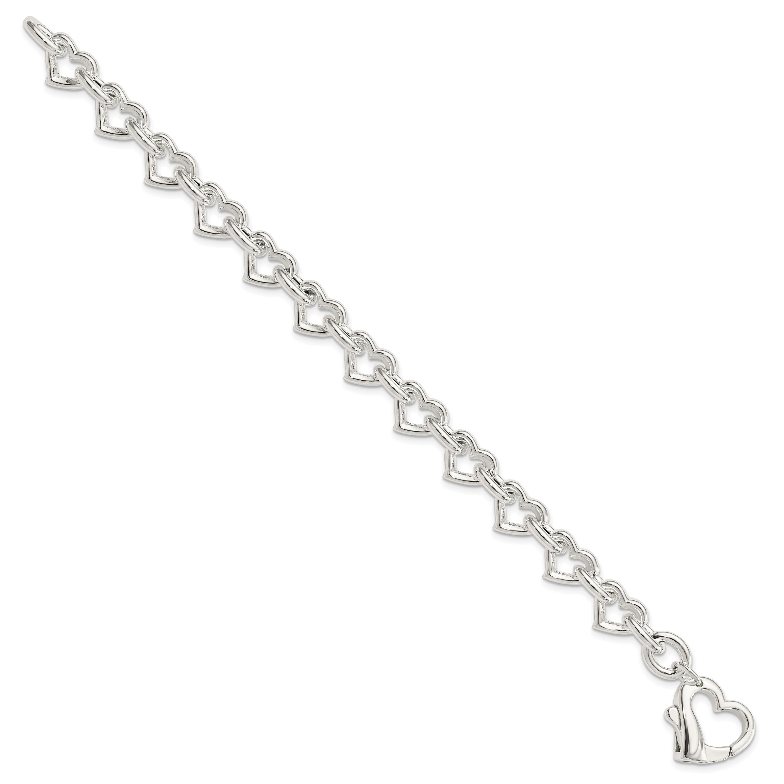 Sterling Silver 7.5inch Polished Fancy Heart Link Bracelet Secondary image