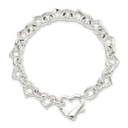 Sterling Silver Polished Fancy Heart Link 7.5 inch Bracelet