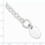 Sterling Silver Engraveable Oval Disc on Fancy Link Bracelet