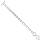 Sterling Silver Engraveable Oval Disc on Fancy Link Bracelet