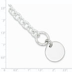 Sterling Silver Engraveable Circular Disc on Fancy Link Bracelet
