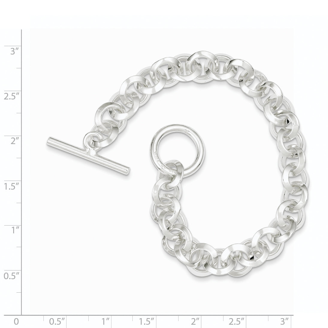 Sterling Silver 8.5inch Polished Fancy Circular Link Bracelet