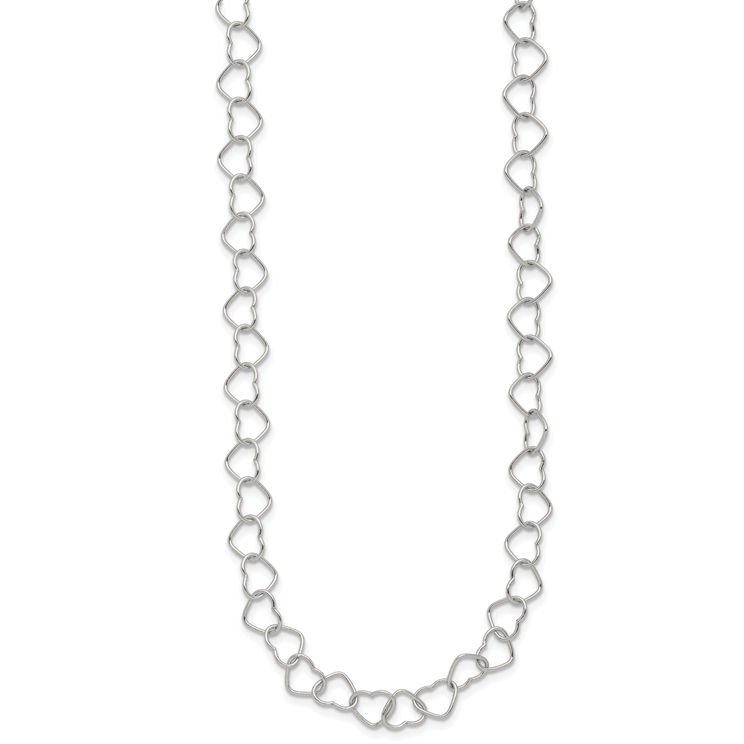 Sterling Silver 18-Inch Polished Fancy Heart Link Necklace, 925 Purity, 6mm Width Secondary image