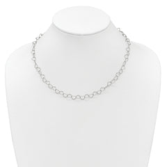 Sterling Silver 18inch Polished Fancy Heart Link Necklace