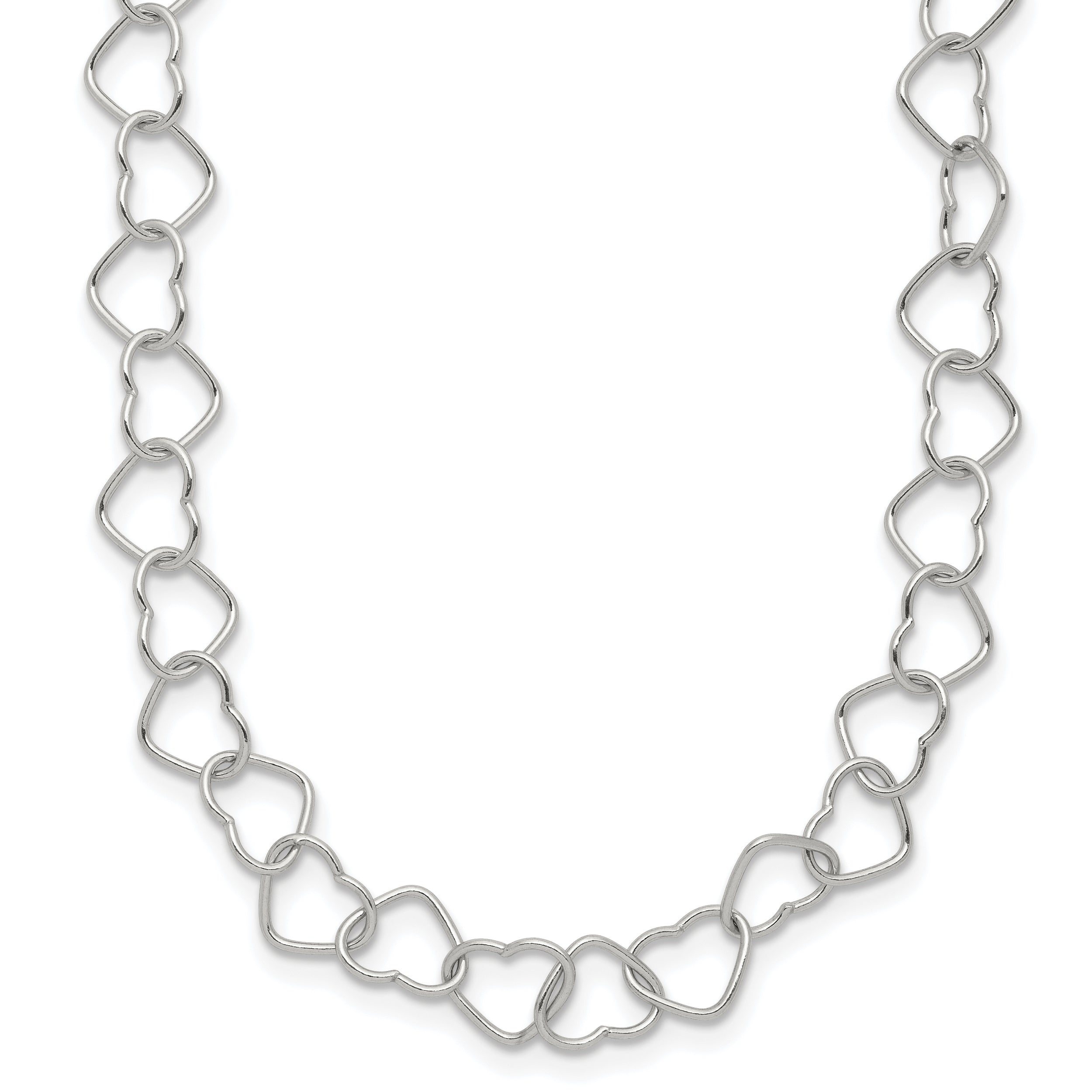 Sterling Silver 18inch Polished Fancy Heart Link Necklace Main image