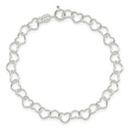 Sterling Silver 8inch Polished Fancy Heart Link Bracelet