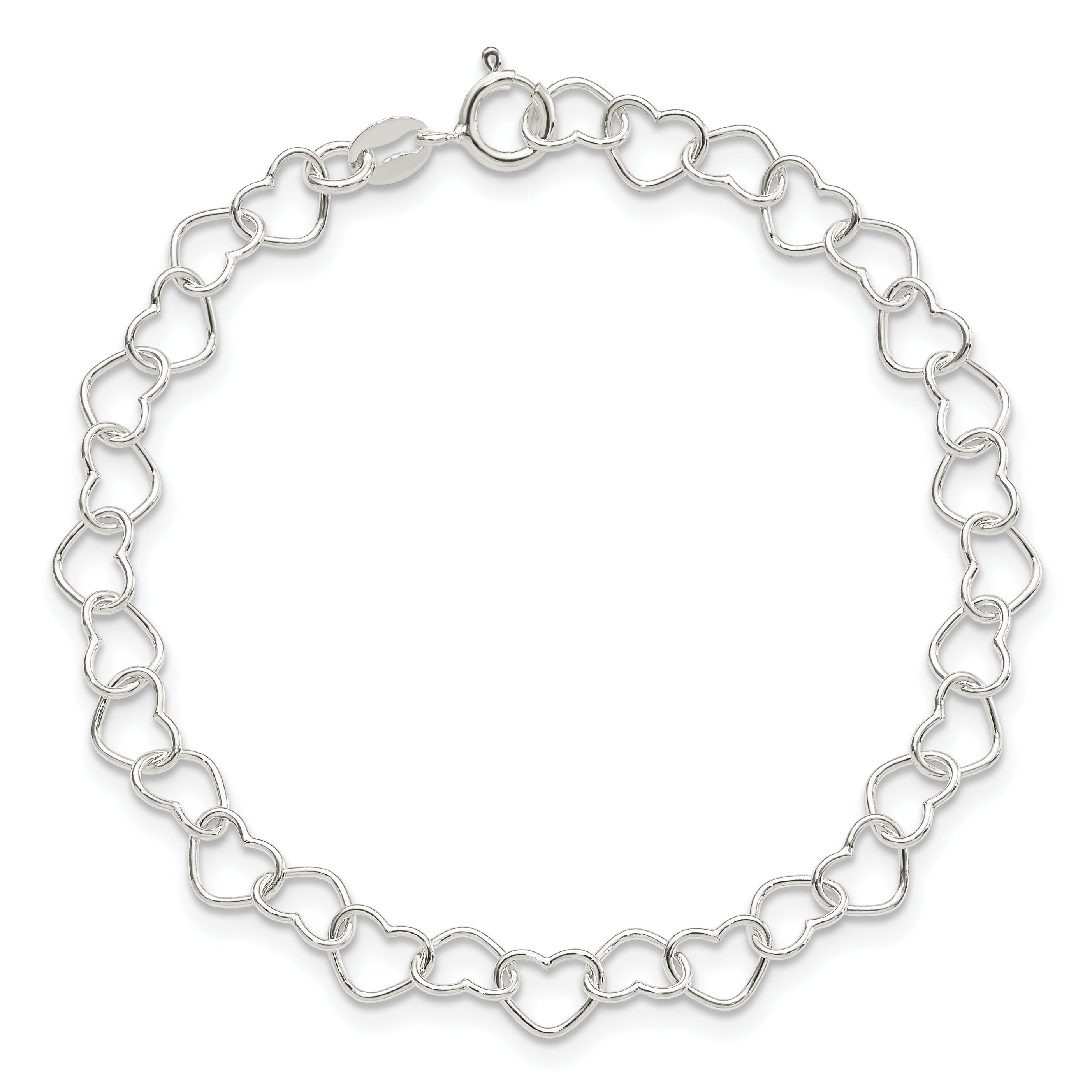 Sterling Silver 8inch Polished Fancy Heart Link Bracelet