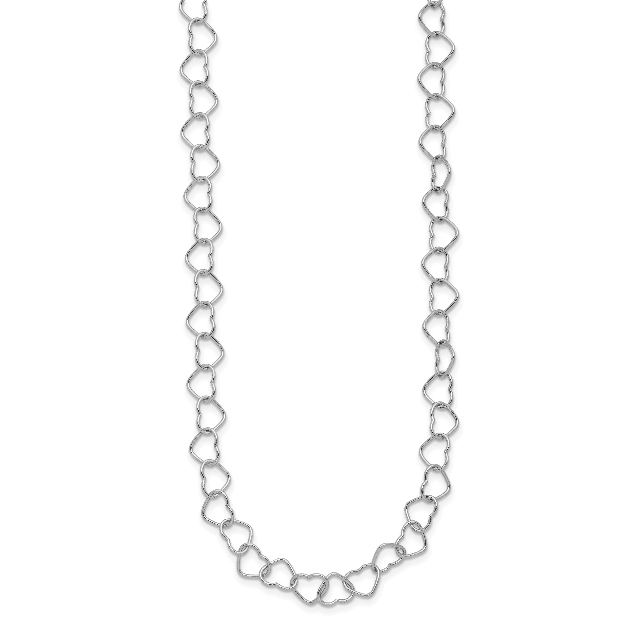 Sterling Silver Rhodium-plated 18inch Polished Fancy Heart Link Necklace Secondary image