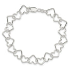 Sterling Silver 8inch Polished Fancy Large Heart Link Bracelet