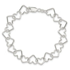 Heart Link Fancy Bracelet in Sterling Silver, 10.5mm - Sophia Jewelers