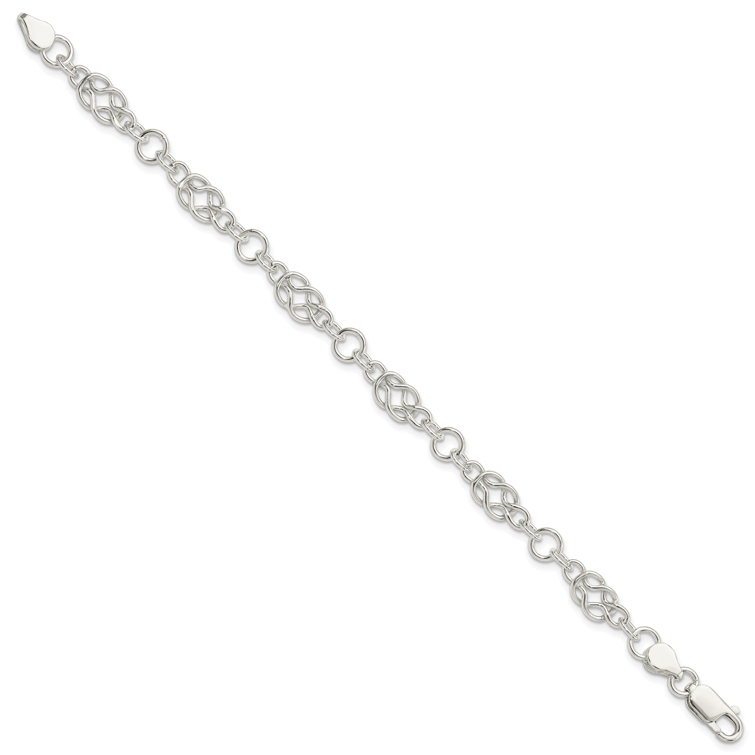 Sterling Silver 7.5inch Polished Fancy Knot-Link Bracelet Secondary image