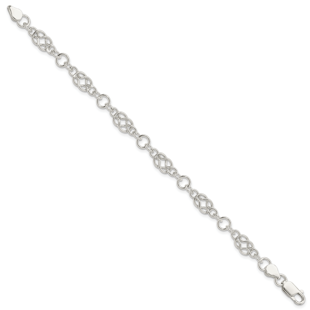 Sterling Silver 7.5inch Polished Fancy Knot-Link Bracelet