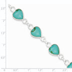 Sterling Silver Rhodium-plated Heart-shaped Turquoise Bracelet