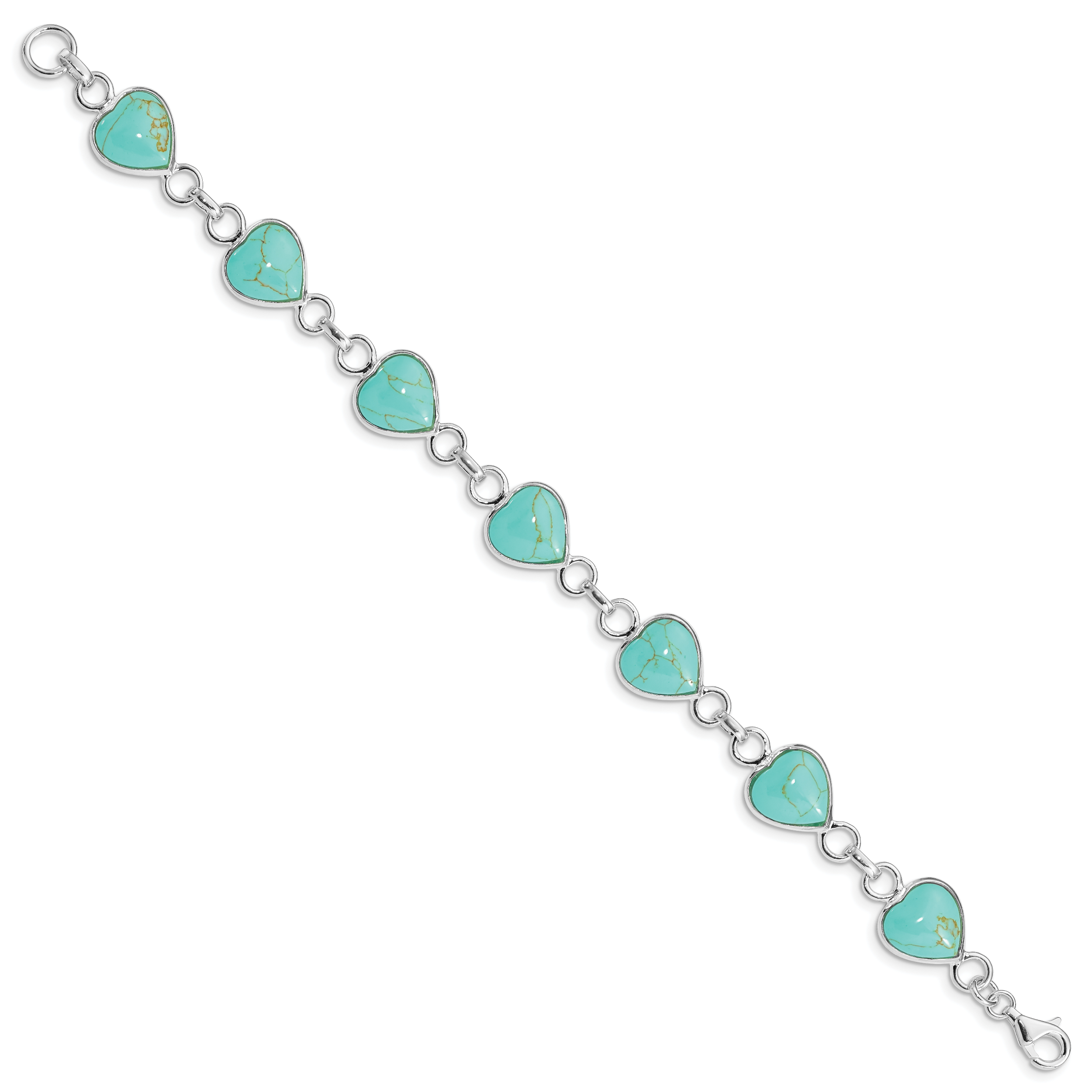 Sterling Silver Rhodium-plated Heart-shaped Turquoise Bracelet Secondary image