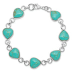 Sterling Silver Rhodium-plated Heart-shaped Turquoise Bracelet
