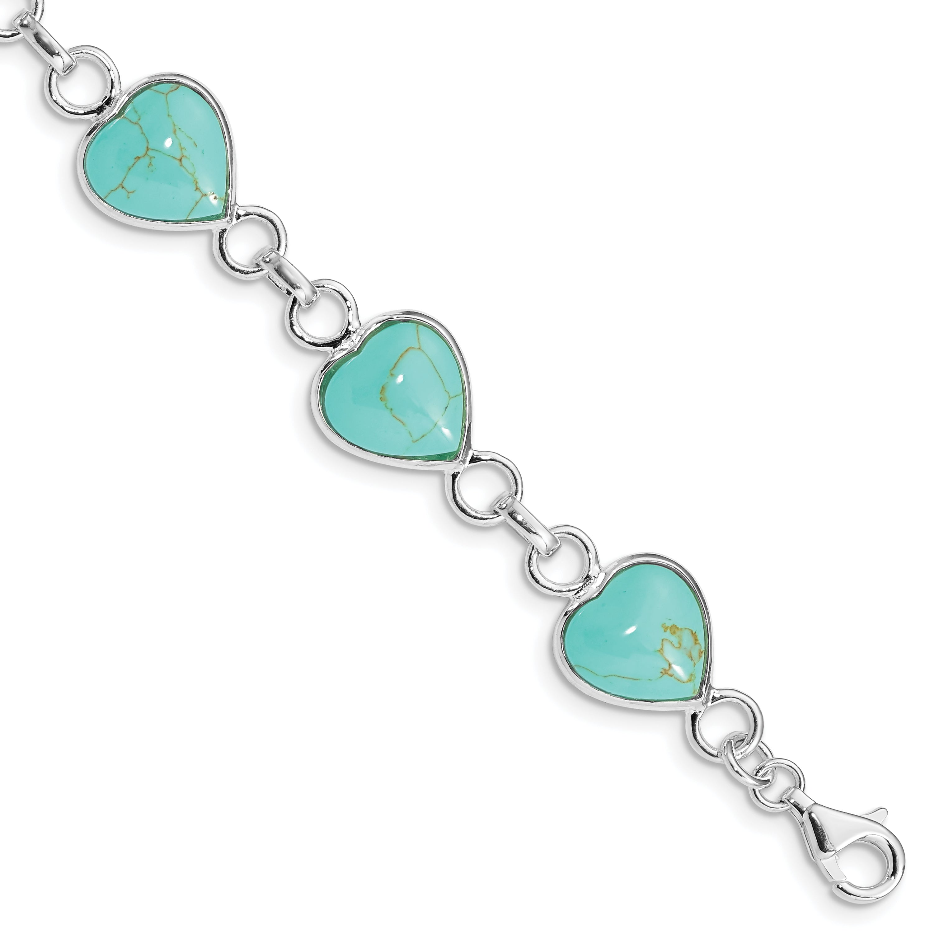 Sterling Silver Rhodium-plated Heart-shaped Turquoise Bracelet Main image