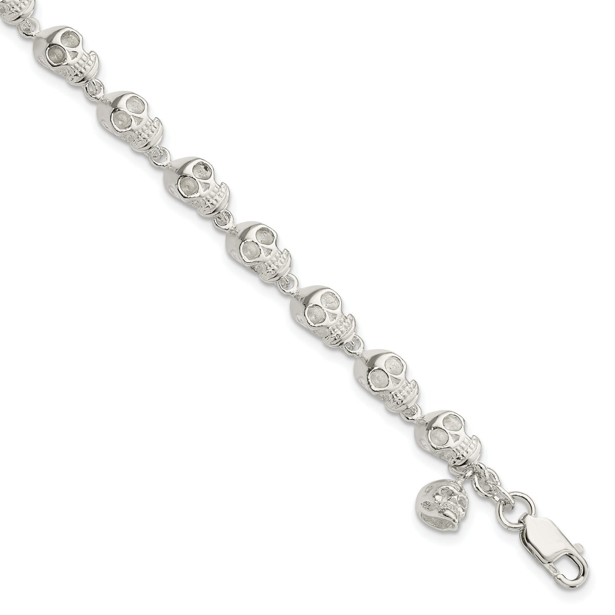 Skull Link Bracelet in Sterling Silver, 6mm, 7 Inch - Sophia Jewelers Main image