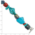 Sterling Silver Red Coral/Howlite/Lapis/Turquoise Bracelet