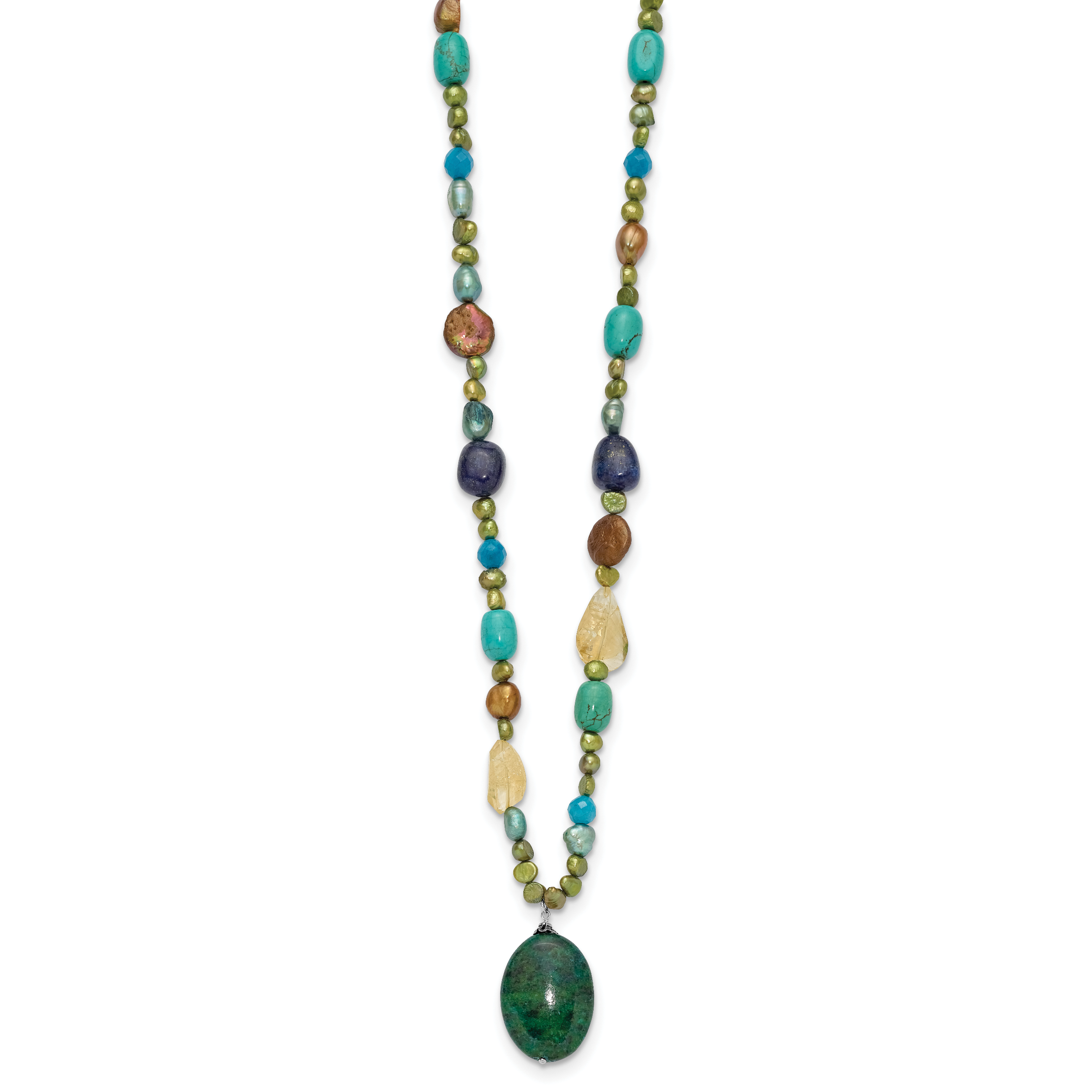 Sterling Silver Citrine/Lapis/Agate/Howlite/Jade/Chrysocolla/Necklace Secondary image