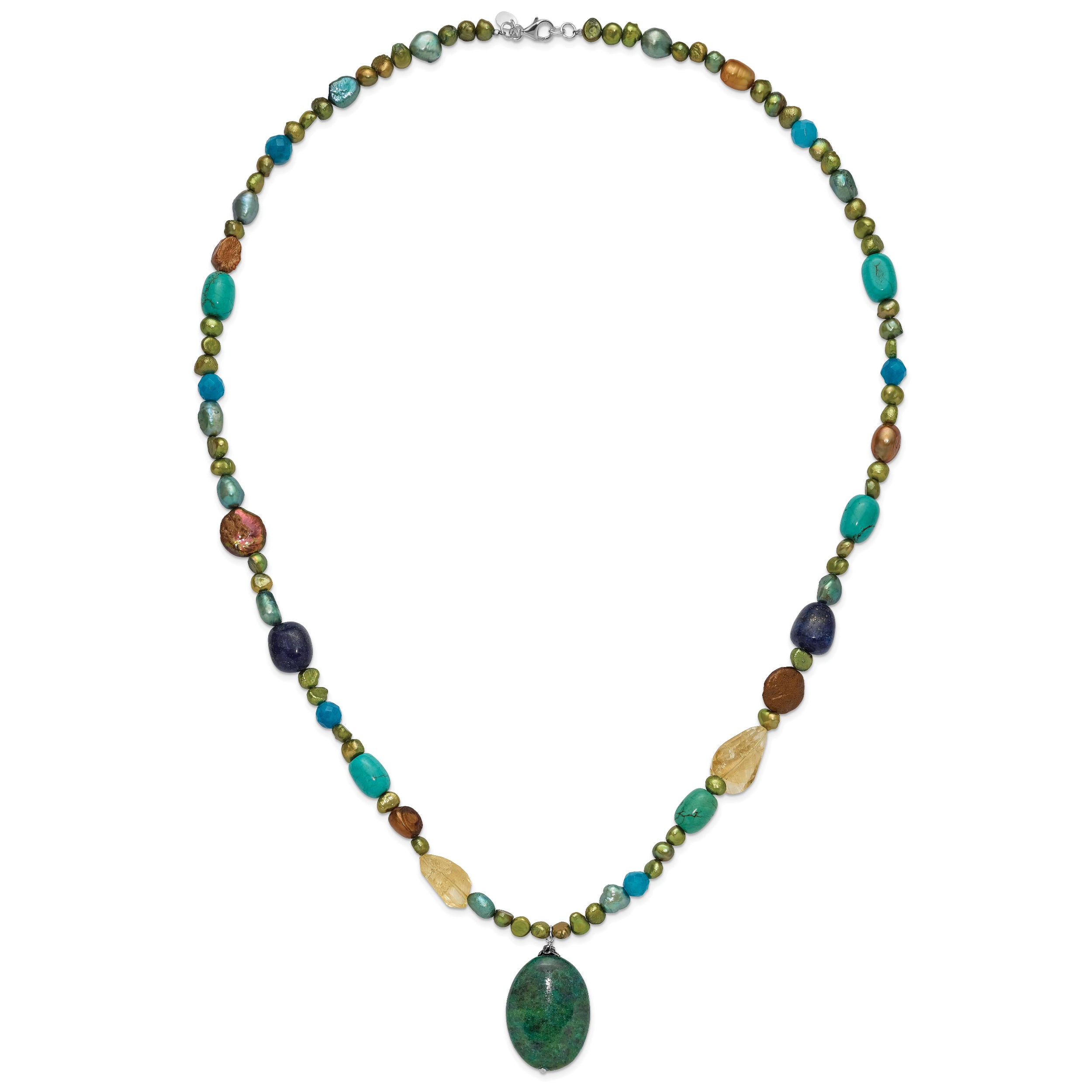 Sterling Silver Citrine/Lapis/Agate/Howlite/Jade/Chrysocolla/Necklace