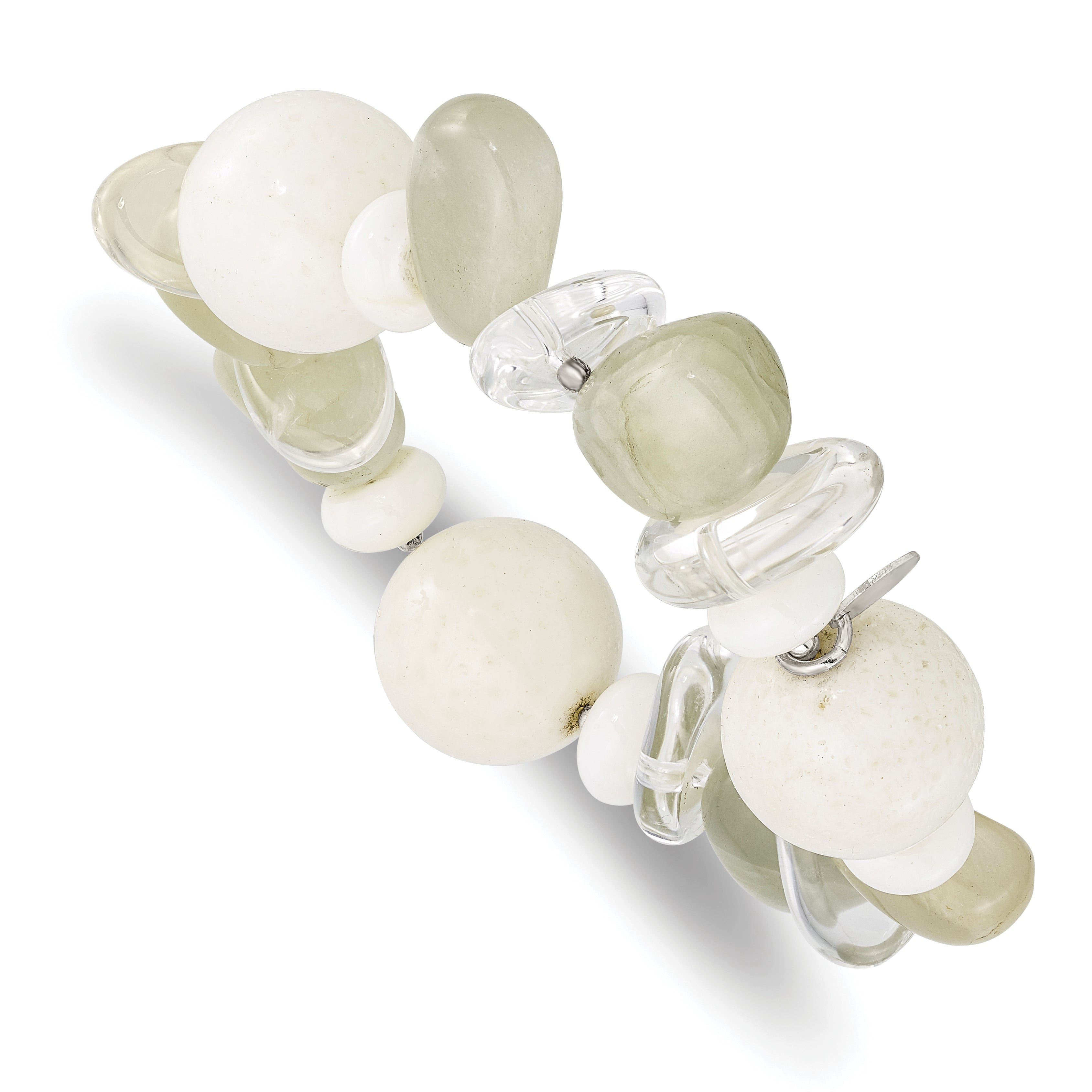 Sterling Silver Coral/Jade/Moonstone/Rock Quartz Stretch Bracelet Main image