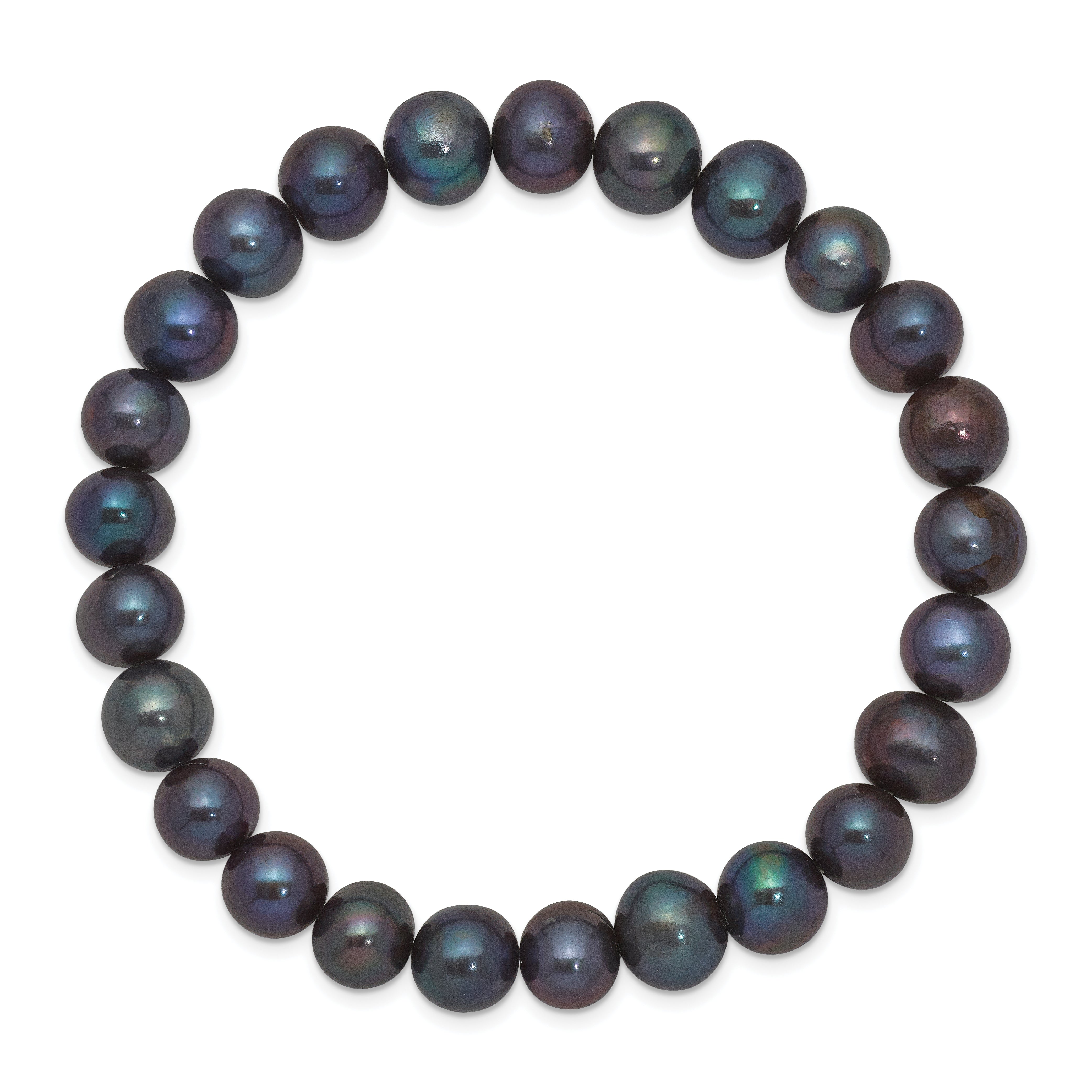 8-9mm Black Near-Round Freshwater Cultured Pearl Stretch Bracelet