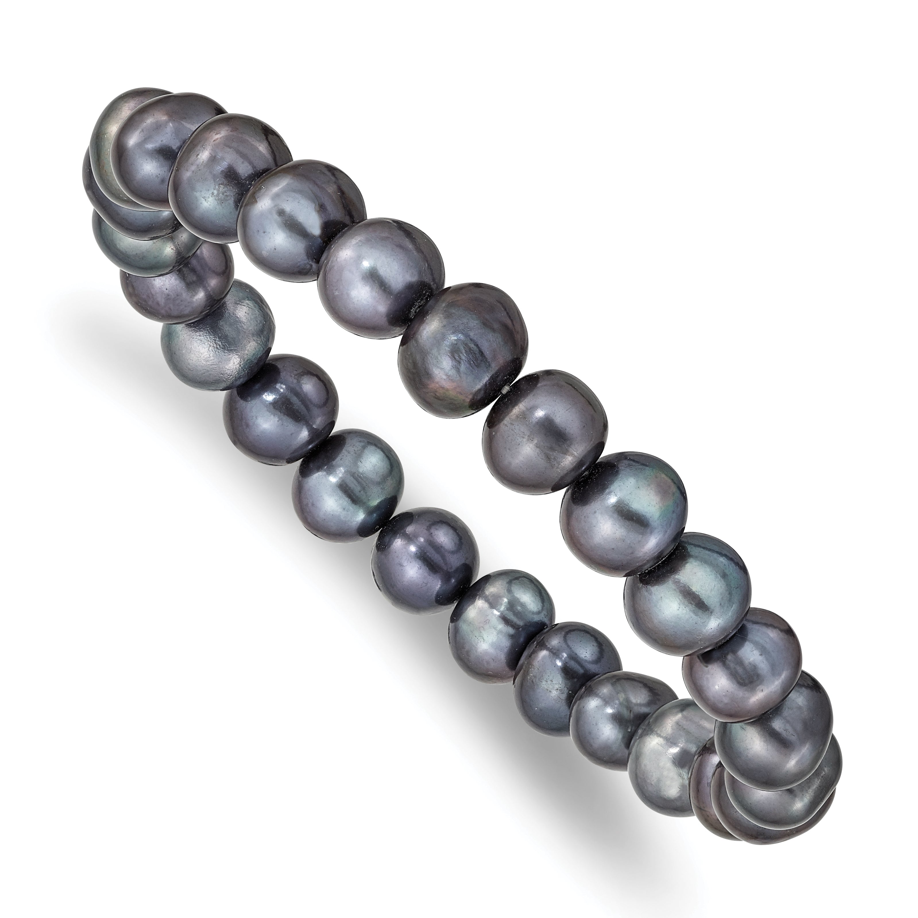 8-9mm Black Near-Round Freshwater Cultured Pearl Stretch Bracelet Main image