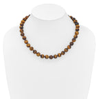 10-10.5mm Smooth Beaded Tiger Eye Necklace With Sterling S.RH Clasp