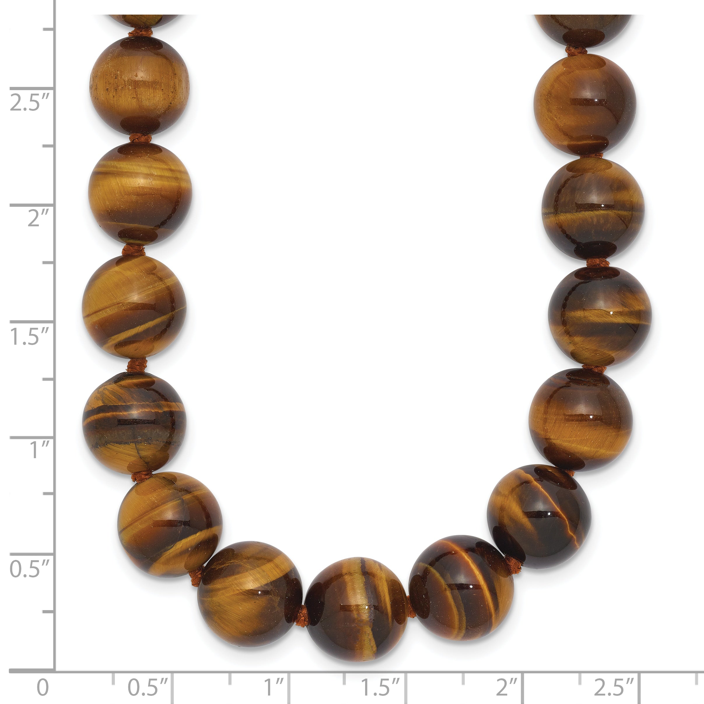 10-10.5mm Smooth Beaded Tiger Eye Necklace With Sterling S.RH Clasp