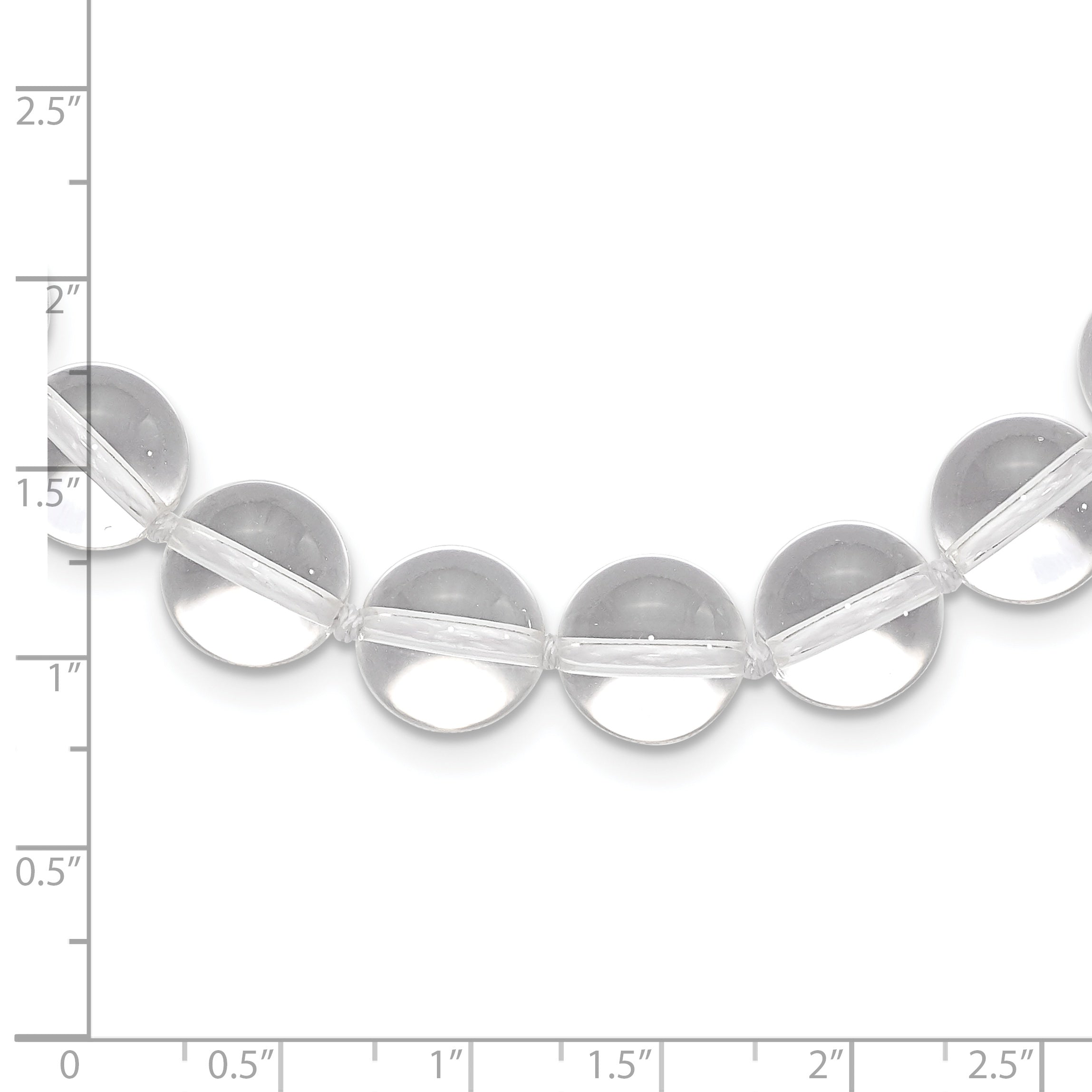 Sterling Silver 12-12.5mm Smooth Beaded Clear Crystal Necklace