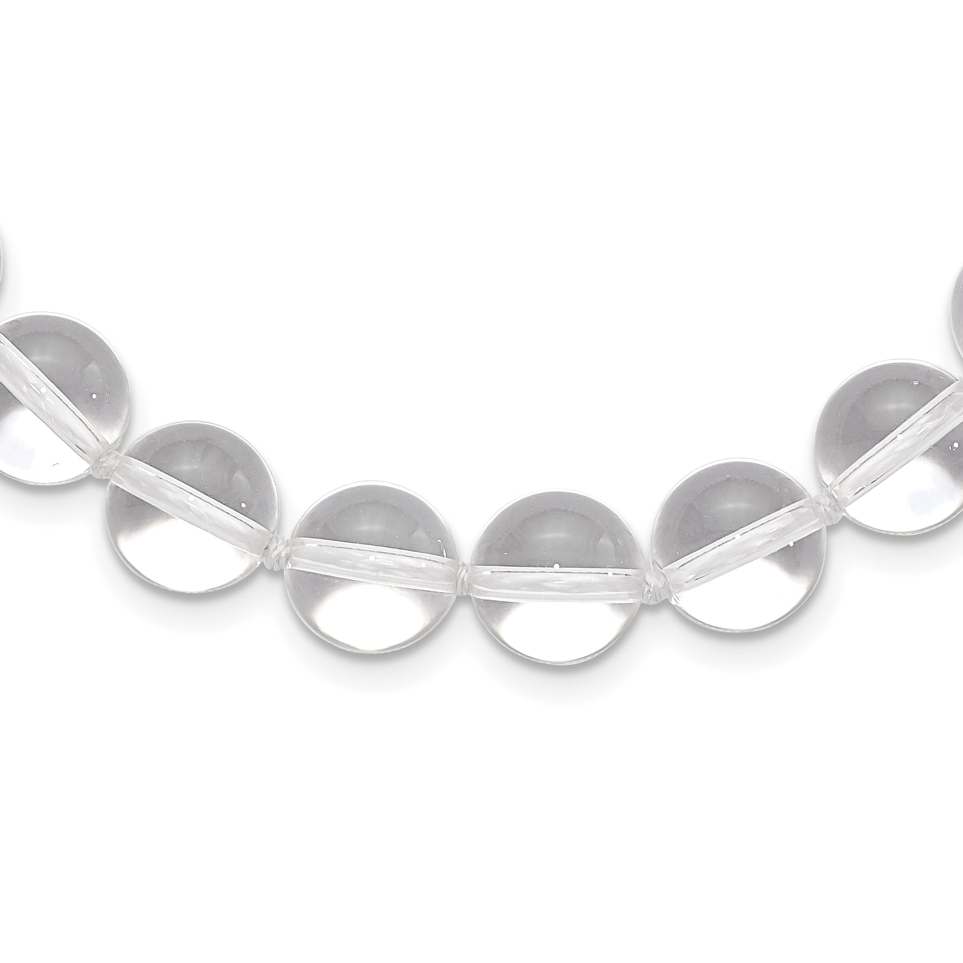 Sterling Silver 12-12.5mm Smooth Beaded Clear Crystal Necklace