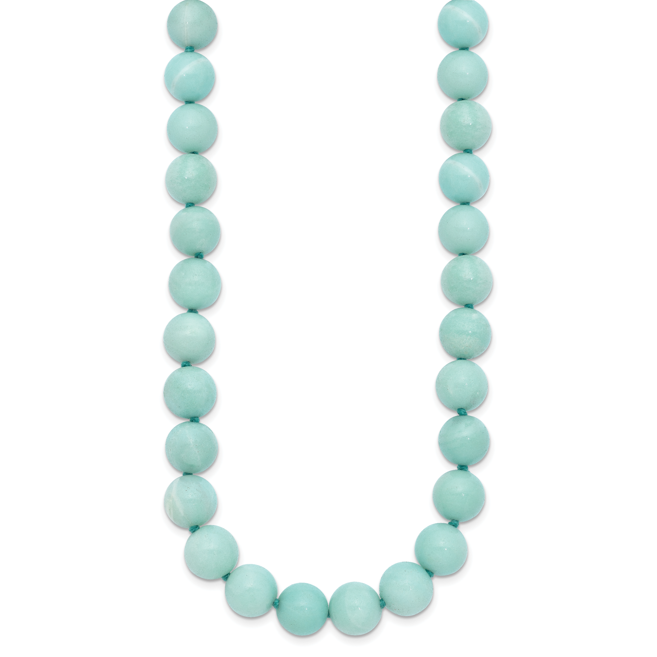 10-10.5mm Smooth Beaded Amazonite Necklace With Sterling S.RH Clasp Secondary image