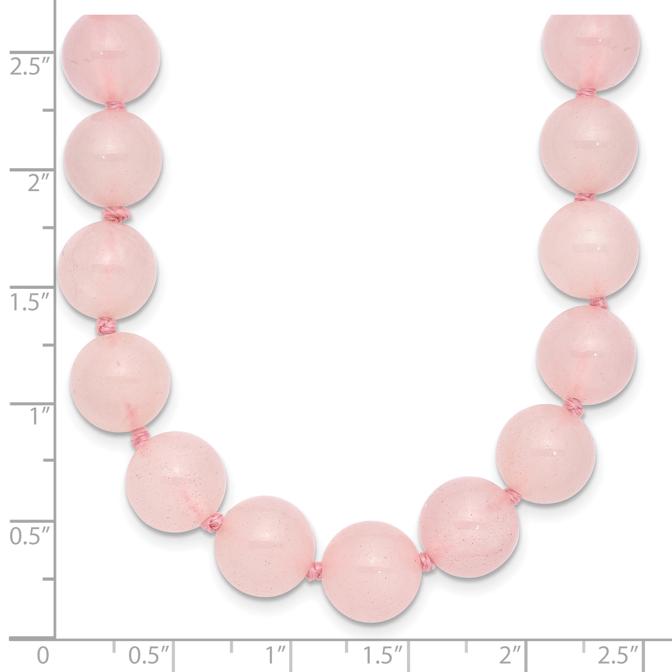 10-10.5mm Smooth Beaded Rose Quartz Necklace With Sterling S.RH Clasp