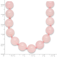 10-10.5mm Smooth Beaded Rose Quartz Necklace With Sterling S.RH Clasp