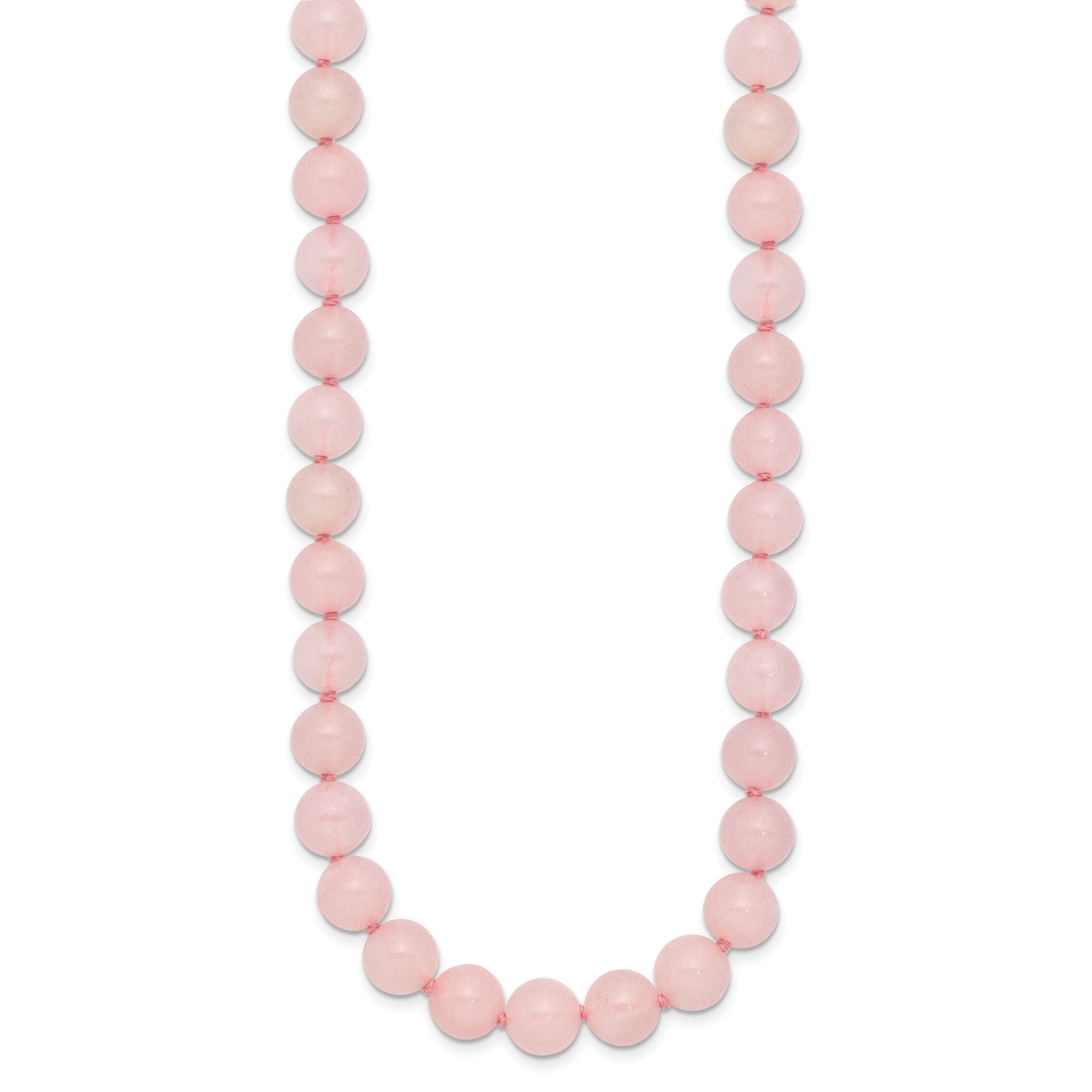 8-8.5mm Smooth Beaded Rose Quartz Necklace With Sterling S.RH Clasp