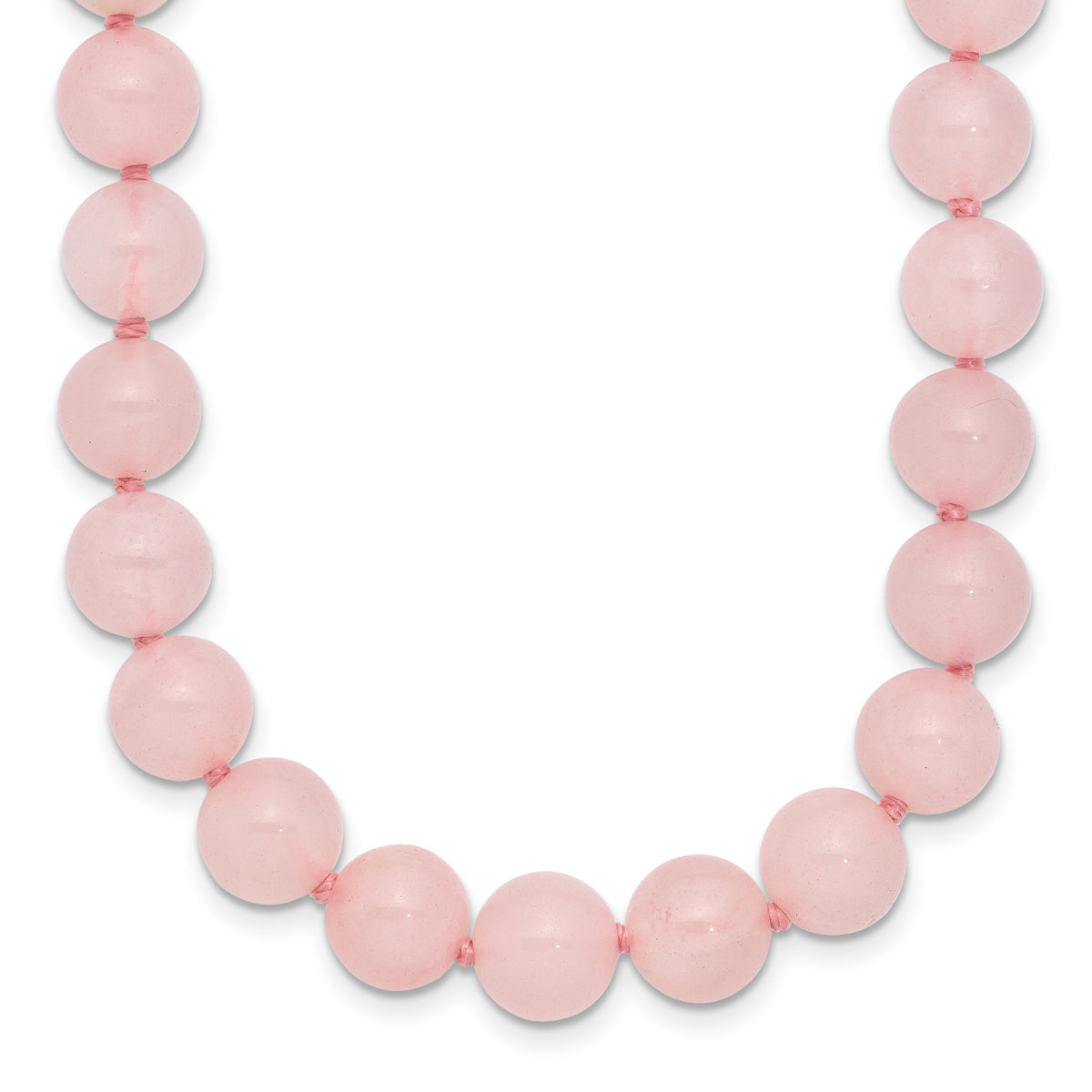 8-8.5mm Smooth Beaded Rose Quartz Necklace With Sterling S.RH Clasp