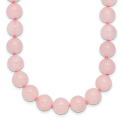 8-8.5mm Smooth Beaded Rose Quartz Necklace With Sterling S.RH Clasp