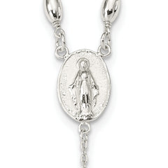 Sterling Silver Polished Bead Rosary 18 inch Necklace