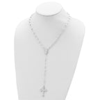 Sterling Silver Polished Bead Rosary 18 inch Necklace