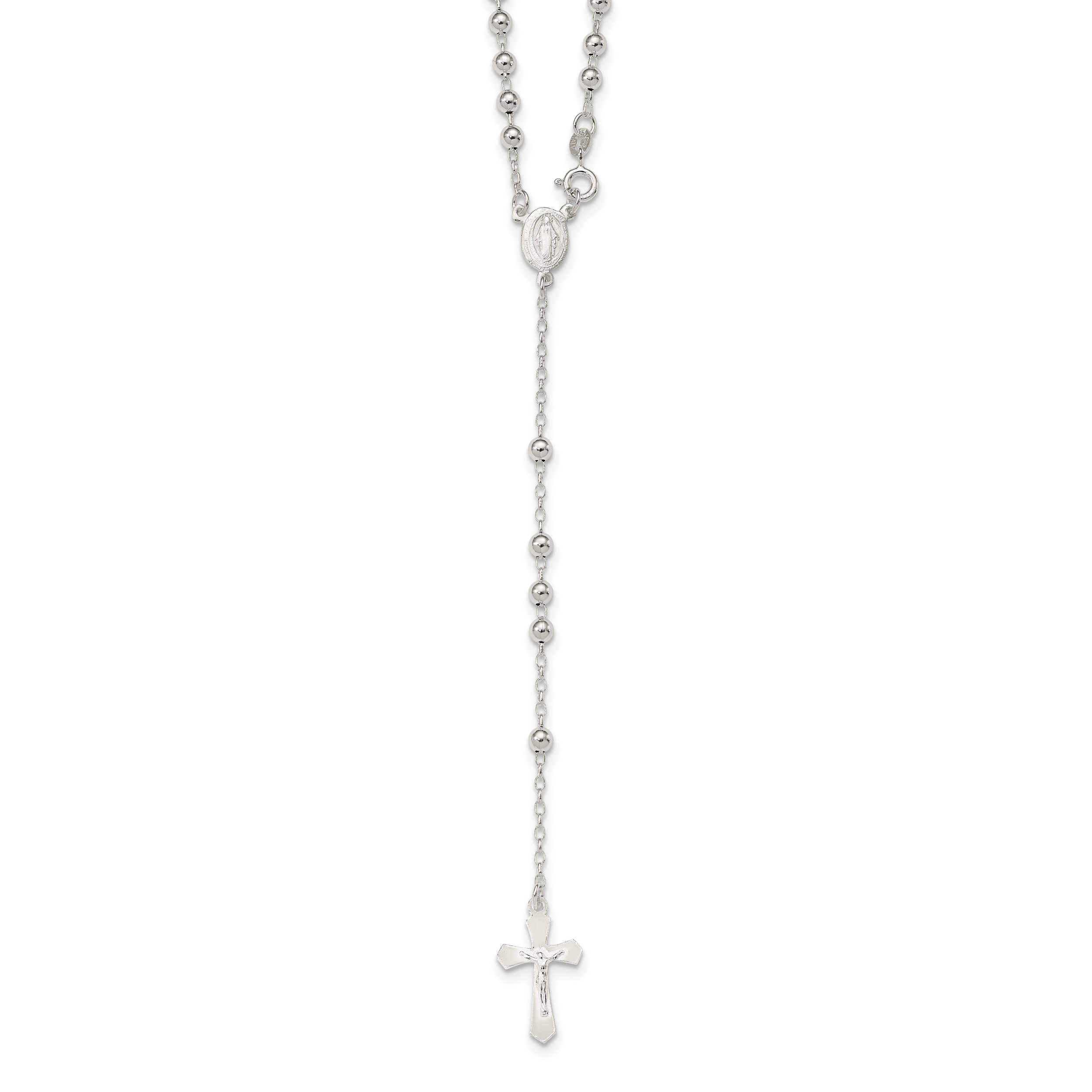 Sterling Silver Polished Bead 18 inch Rosary Necklace Main image