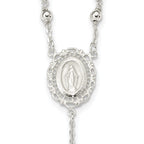 Sterling Silver Polished Rosary Necklace
