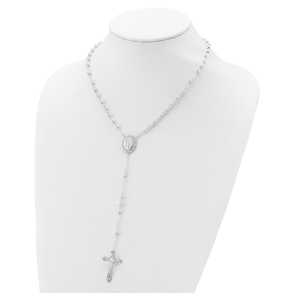 Sterling Silver Polished Rosary Necklace