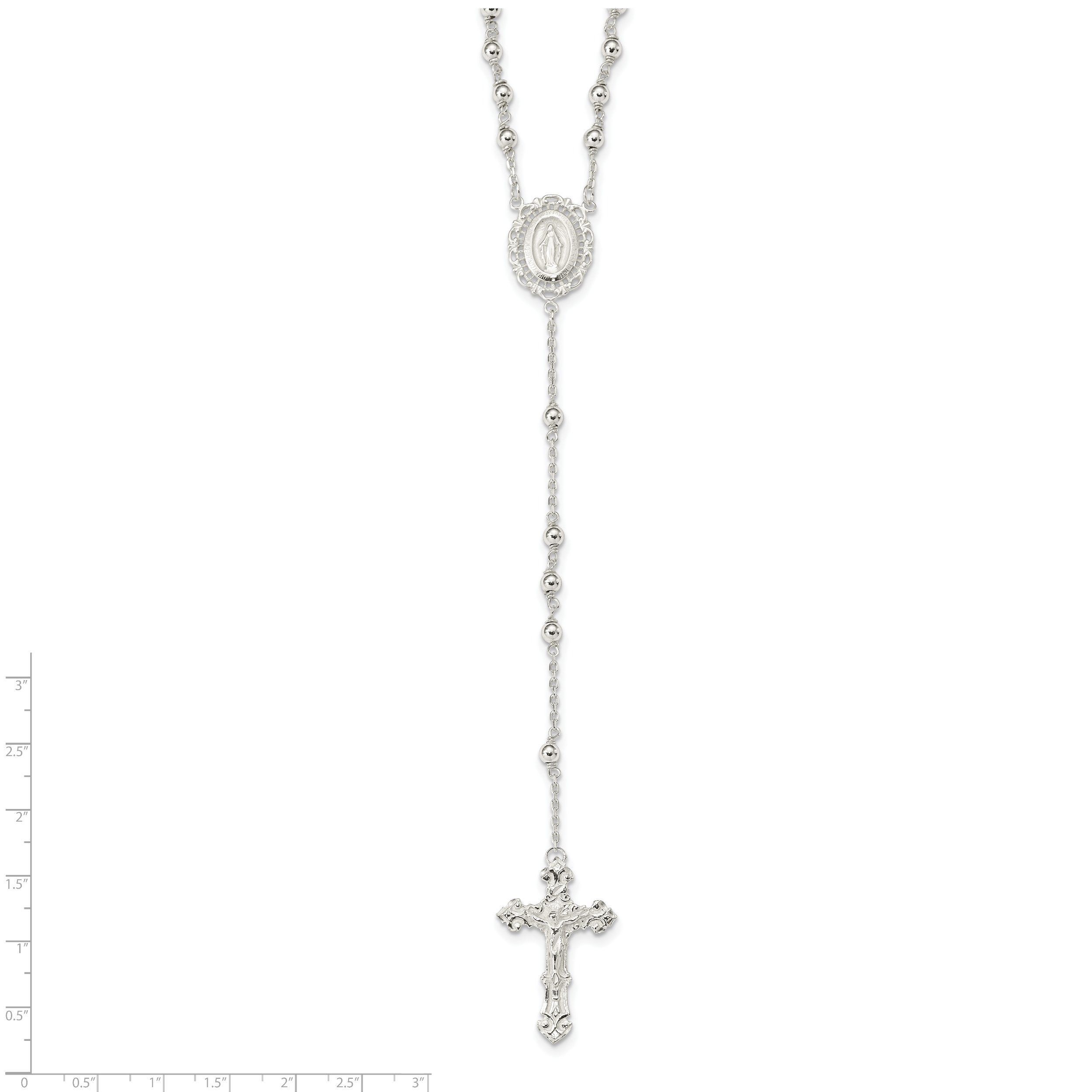Sterling Silver Polished Rosary Necklace Secondary image
