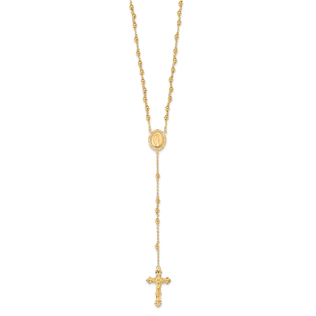Sterling Silver Flash Gold-plated Polished Rosary Necklace