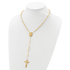Sterling Silver Flash Gold-plated Polished Rosary Necklace