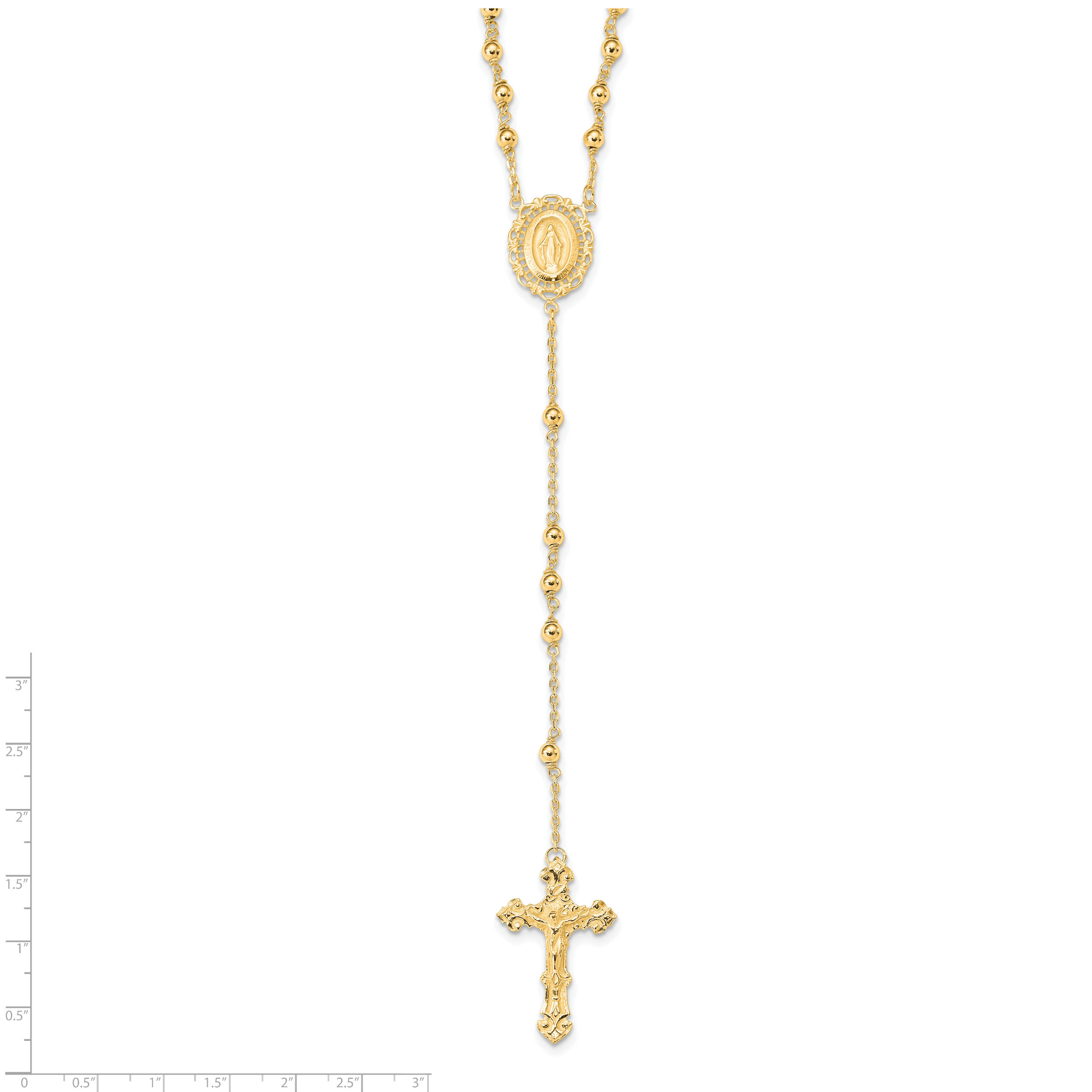 Sterling Silver Flash Gold-plated Polished Rosary Necklace