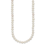 Sterling Silver Rhodium-plated 6-7mm White Near-Round Freshwater Cultured Pearl Necklace