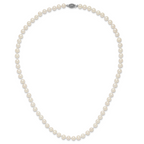 Sterling Silver Rhodium-plated 6-7mm White Near-Round Freshwater Cultured Pearl Necklace