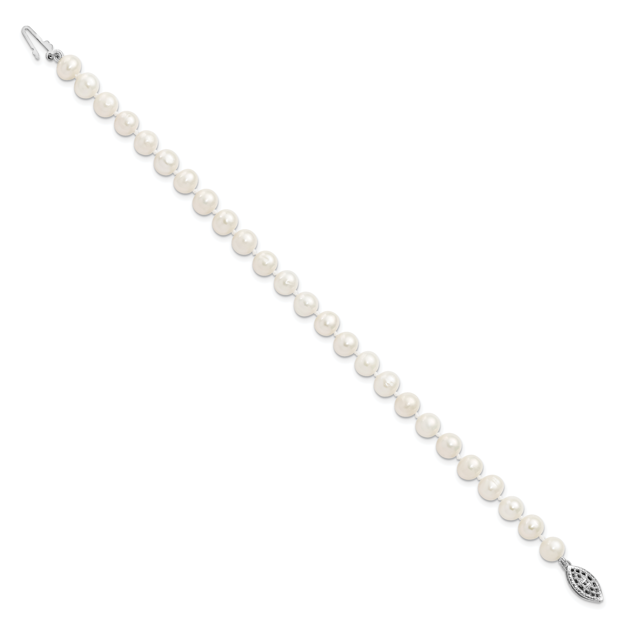 Women's Sterling Silver Rhodium-Plated 6-7mm Freshwater Cultured Pearl Bracelet Secondary image